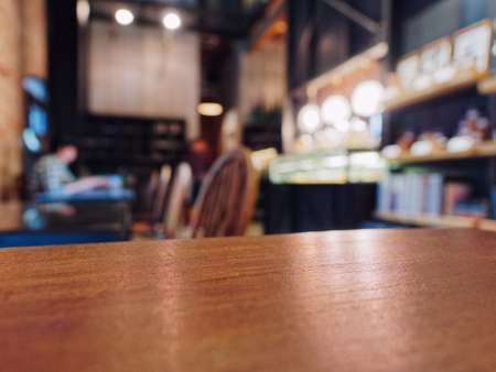 Table top Cafe shop Restaurant with people Blur Backgroundの写真素材