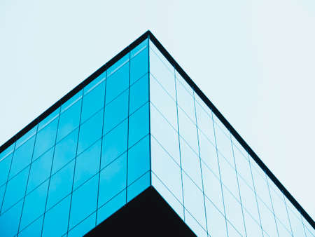 Glass facade Modern building corner Architecture detailsの写真素材