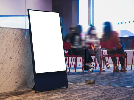 Mock up Sign Stand Shop Restaurant Cafe Menu with People