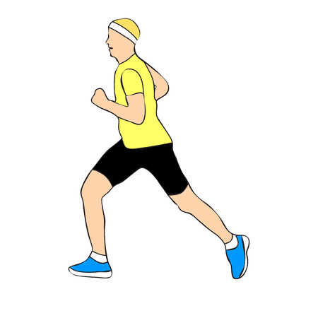 Jogger in silhouette profile. Isolated on white backgroundのイラスト素材