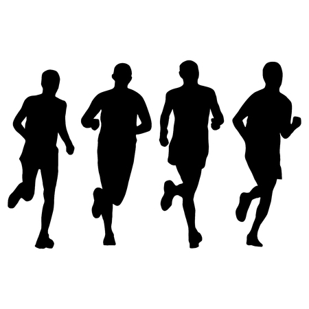 Jogger in silhouette profile. Isolated on white backgroundのイラスト素材