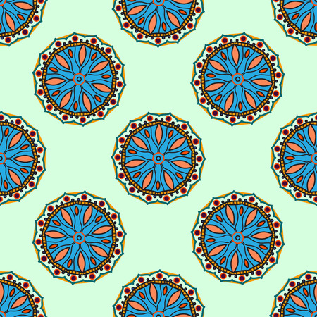 Ornamental round floral background. Seamless pattern for your design wallpapers, pattern fills, web page backgrounds, surface textures.のイラスト素材
