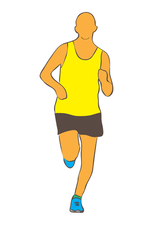 Jogger in silhouette profile. Isolated on white backgroundのイラスト素材