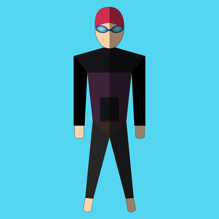 Swimmer in swim suit on blue background.のイラスト素材