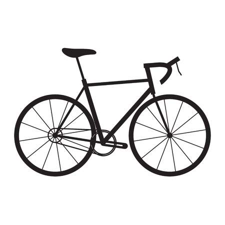 Black icon of road bike on white backgroundのイラスト素材