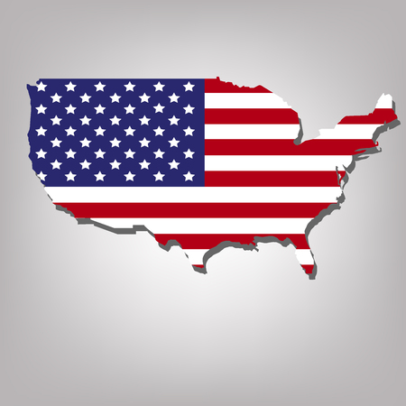 USA Map Flag isolated on grey background with shadowのイラスト素材