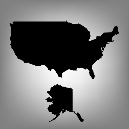 USA map black silhouette on grey backgroundのイラスト素材