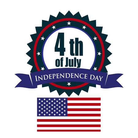 Happy independence day United States of America, 4th of July badge with national flagのイラスト素材