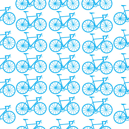 Seamless bicycles pattern. blue icons on white background. Sport printのイラスト素材