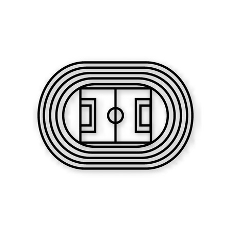 Stadium with running track black vector icon isolated on white backgroundのイラスト素材