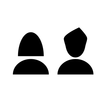 Black profile man and woman icons isolated on whiteのイラスト素材
