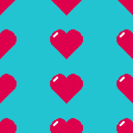 Pixel hearts seamless patternのイラスト素材