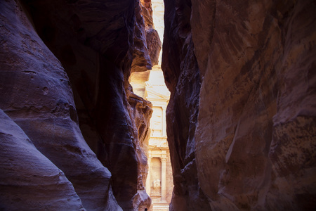 antique site of petra in jordan beautiful wonder of the worldの写真素材