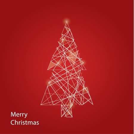 Vector outline Christmas tree. Futuristic Christmas background with place for your content. Christmas decoration.のイラスト素材