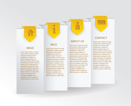 Vector gold progress card with gold ribbon marks and simple web icons のイラスト素材