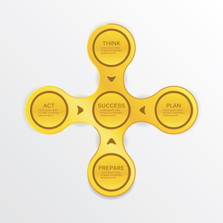 Modern vector label  Information about your company in 4 simple points  Real gold colorのイラスト素材
