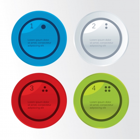 Four solutions - options with space for your content  Four steps  Realistic feel Fresh modern colors - blue, paper white, red and green のイラスト素材