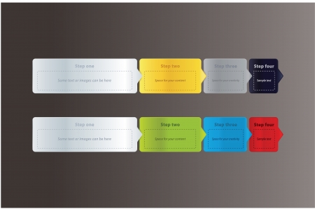 Four easy steps. Modern vector labels with space for text and icons. Shopping - four easy steps. Tutorial for your website.のイラスト素材