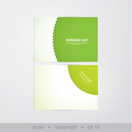 Vector paper presentation / invitation cards in retro style. Soft stripped cards with space for your text. Modern design presentation for your company or website. Natural green colors. Bio, natural concept.のイラスト素材