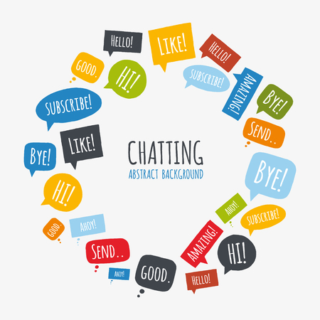 Vector mouse made chatting bubbles. Colorful mosaic with place for your text.のイラスト素材