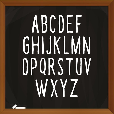alphabet. Letters of the alphabet . Decorative uppercase letters written on school blackboard.のイラスト素材