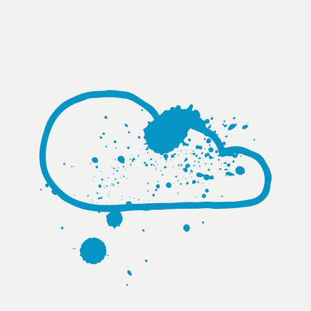 Outline aquarelle cloud symbol with splashes. Perfect as cloud storage or weather forecast symbol. Vector graphic.のイラスト素材