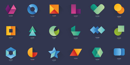 Collection of abstract blank symbols. Simple geometric shapes. Vector graphic elements.のイラスト素材