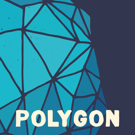 Polygonal abstract background. Retro hand illustrated abstract square banner. Handmade polygon.