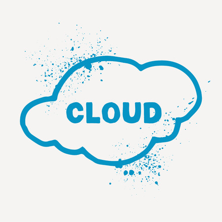 Outline aquarelle cloud symbol with splashes. Perfect as cloud storage or weather forecast symbol. Vector graphic.のイラスト素材