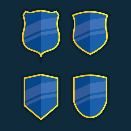 Illustrated shield banners. Icon, symbol for amrs banner - communicate protection, safety and else. Perfect for certificate or antivirus.のイラスト素材