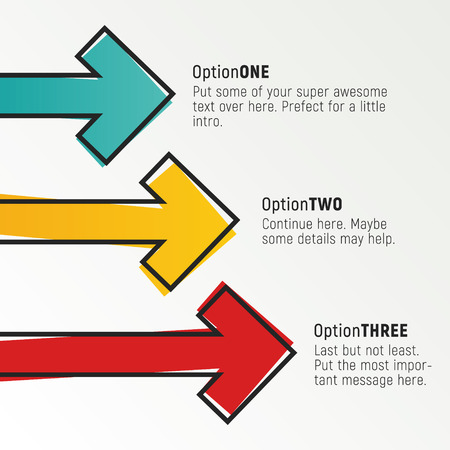 Option colorful arrow template with a lot of space for your text around. Simple directional arrow symbols.のイラスト素材