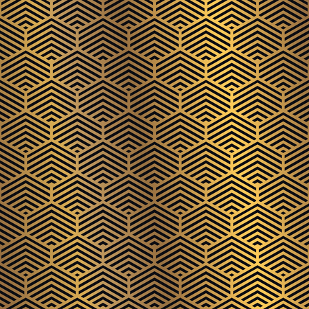 Golden seamless pattern on a dark background. Minimal design pattern combined with flashy golden gradient. Vector graphic design element.のイラスト素材