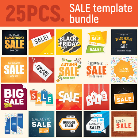 25 Square sale banners. Perfect for black friday or any "sale" occasion.のイラスト素材
