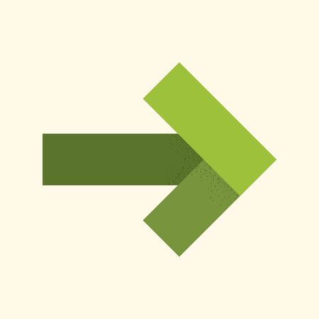 Show the right direction with little green textured arrow. Simple graphic element for very basic navigation.のイラスト素材