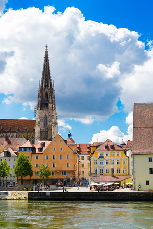Cathedral in regensburg, Germany in a beautiful summer dayのeditorial素材