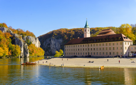 Danube Gorge and monastery Weltenburgの写真素材