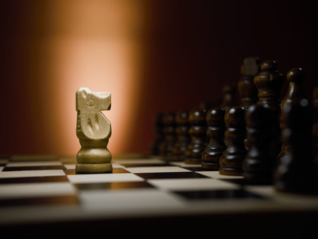 White knight attacking the opposing group. Zeal and sacrifice concept.の写真素材