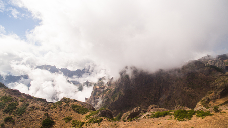Portugal, Madeira, View of the mountains near Pico de Arieiro.の写真素材