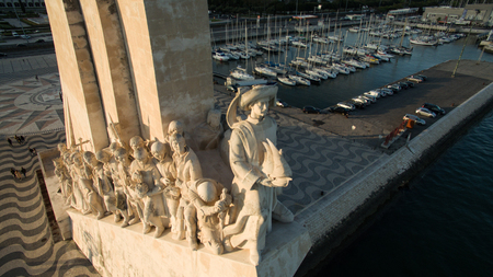 Aerial View of Monument to the Discoveries, Belem district, Lisbon, Portugalの写真素材
