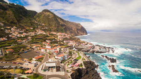 View of Porto Moniz Madeira aerial viewの写真素材
