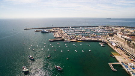 Lighthouse and marina of Cascais Portugal aerialの写真素材