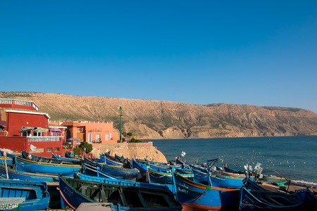 Boats in Port of Imsouane Morocco 10 january 2017のeditorial素材