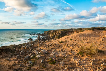 Beautiful landscapes of Fishermens Trail, Trails Alentejo, Rota Vicentina hiking trail Portugalの写真素材