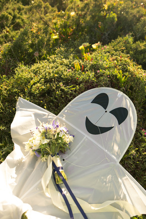 Wedding bouquet and kiteの写真素材