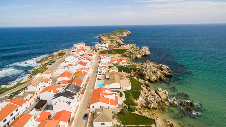 Island Baleal naer Peniche on the shore of the ocean in west coast of Portugalの写真素材