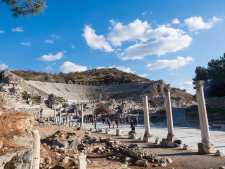 Theatre of Ephesus Ancient City at november at sunny day, Turkey.の写真素材