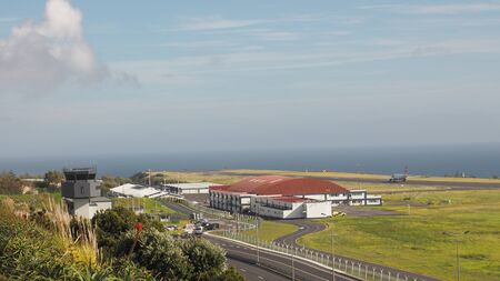Airport Ponta Delgada on the Azores Island Sao Miguel at day time, October 11, 2018のeditorial素材