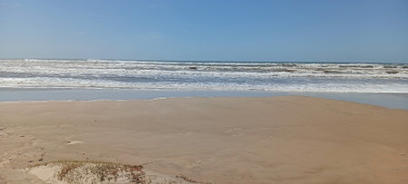 Panoramic view of the beach and the sea in the summerの写真素材
