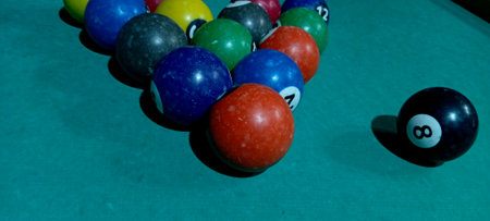 Billiard balls on green billiard table. Billiard balls on green billiard tableの写真素材