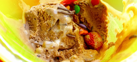 Ice cream in a cup, close up. Selective focus.の写真素材